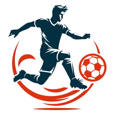 Futbolcu Top Vektörü İllüstrasyonuyla Çalışıyor