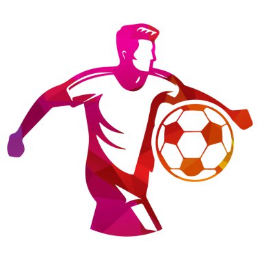 Futbolcu Top taşıyıcı illüstrasyonunu tutuyor