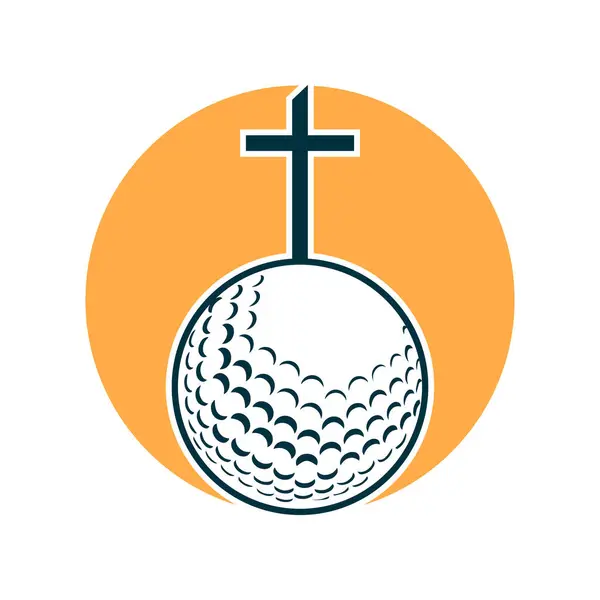 Golf topu ve Hıristiyanlık daire vektör çizimi şeklinde kesişir