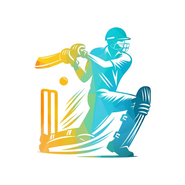 Cricket Player Logo Jogando Conceito Curto Ilustrações De Bancos De Imagens Sem Royalties