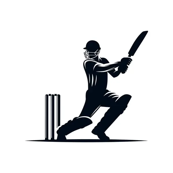 Cricket Player Logo Jogando Conceito Curto Vetores De Bancos De Imagens