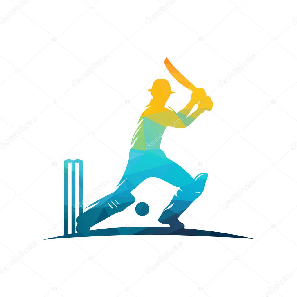Cricket Player Logo Design Vector