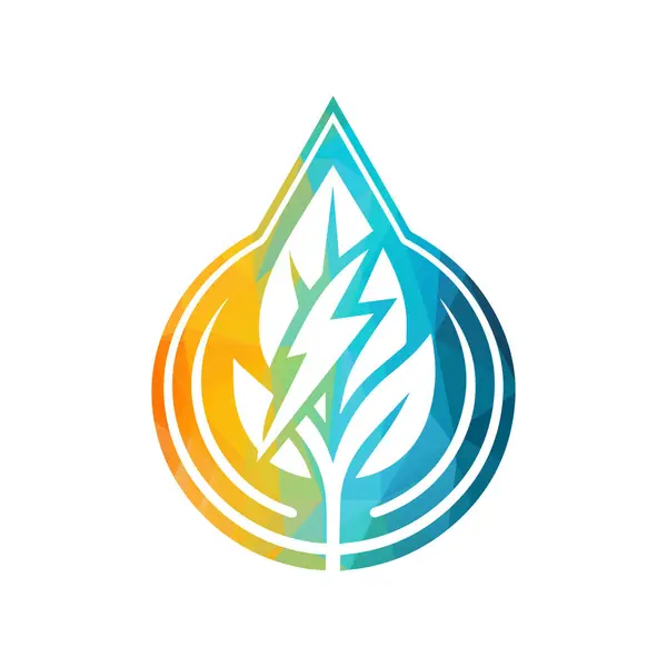 Eko Yaprak Cıvata Yeşil Enerji Vektör İllüstrasyonu