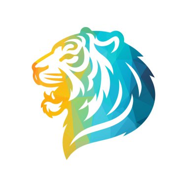 Kükreyen kaplan logosu tasarımı vektör çizimi