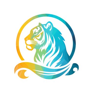 Kükreyen kaplan logosu tasarımı vektör çizimi