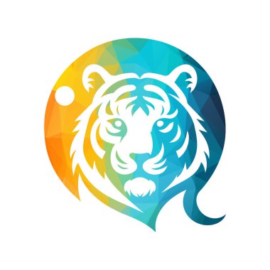 Kükreyen kaplan logosu tasarımı vektör çizimi