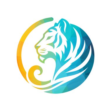 Kükreyen kaplan logosu tasarımı vektör çizimi