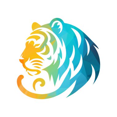 Kükreyen kaplan logosu tasarımı vektör çizimi