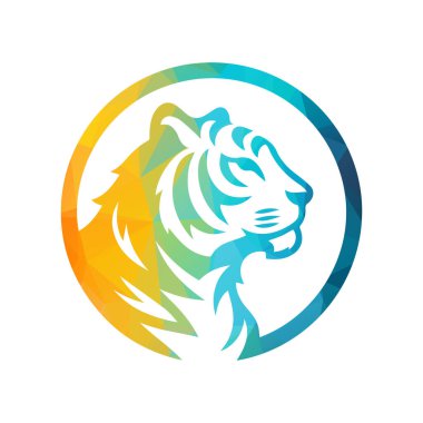 Kükreyen kaplan logosu tasarımı vektör çizimi