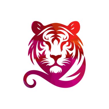 Kükreyen kaplan logosu tasarımı vektör çizimi