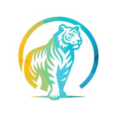 Kükreyen kaplan logosu tasarımı vektör çizimi