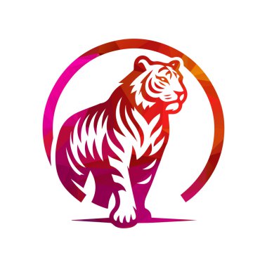 Kükreyen kaplan logosu tasarımı vektör çizimi