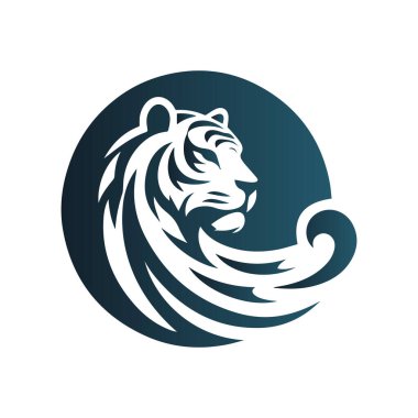 Kükreyen kaplan logosu tasarımı vektör çizimi