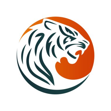 Kükreyen kaplan logosu tasarımı vektör çizimi