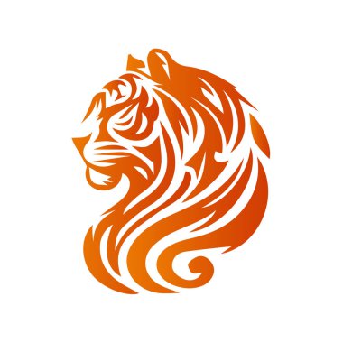 Kükreyen kaplan logosu tasarımı vektör çizimi