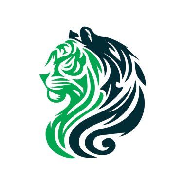 Kükreyen kaplan logosu tasarımı vektör çizimi