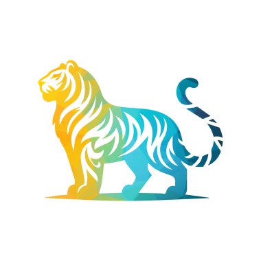 Kükreyen kaplan logosu tasarımı vektör çizimi