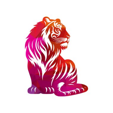 Kükreyen kaplan logosu tasarımı vektör çizimi