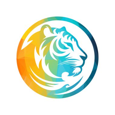 Kükreyen kaplan logosu tasarımı vektör çizimi