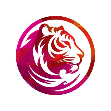 Kükreyen kaplan logosu tasarımı vektör çizimi