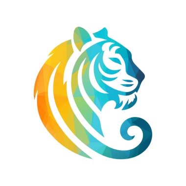 Kükreyen kaplan logosu tasarımı vektör çizimi