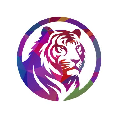 Kükreyen kaplan logosu tasarımı vektör çizimi