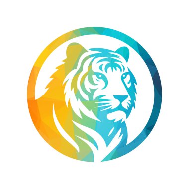 Kükreyen kaplan logosu tasarımı vektör çizimi