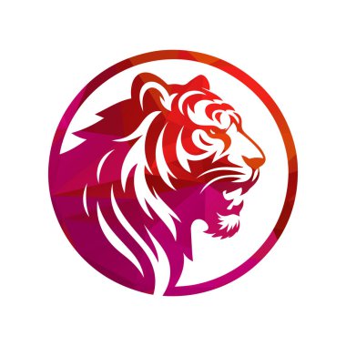 Kükreyen kaplan logosu tasarımı vektör çizimi