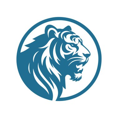 Kükreyen kaplan logosu tasarımı vektör çizimi