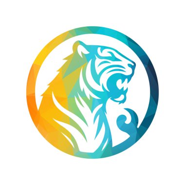 Kükreyen kaplan logosu tasarımı vektör çizimi