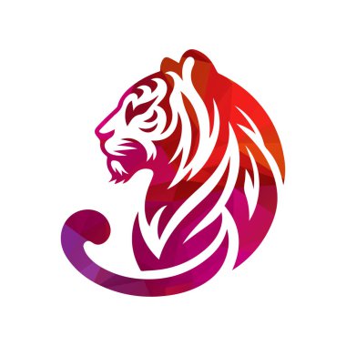 Kükreyen kaplan logosu tasarımı vektör çizimi