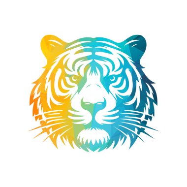 Kükreyen kaplan logosu tasarımı vektör çizimi