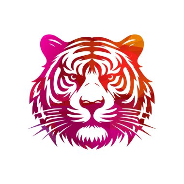 Kükreyen kaplan logosu tasarımı vektör çizimi