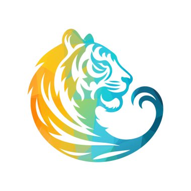 Kükreyen kaplan logosu tasarımı vektör çizimi