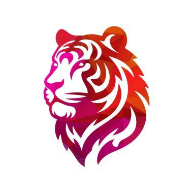 Kükreyen kaplan logosu tasarımı vektör çizimi