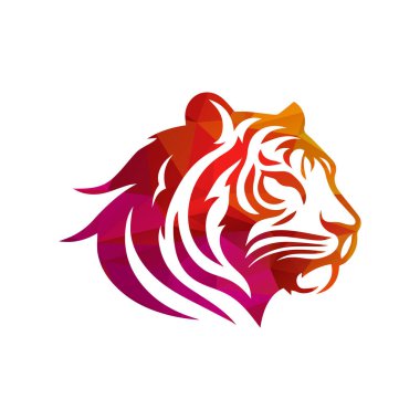 Kükreyen kaplan logosu tasarımı vektör çizimi