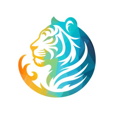 Kükreyen kaplan logosu tasarımı vektör çizimi