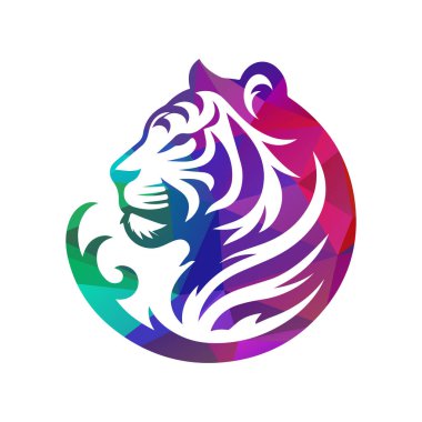 Kükreyen kaplan logosu tasarımı vektör çizimi