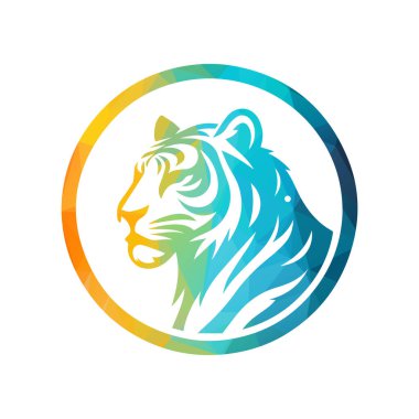 Kükreyen kaplan logosu tasarımı vektör çizimi