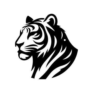 Kükreyen kaplan logosu tasarımı vektör çizimi