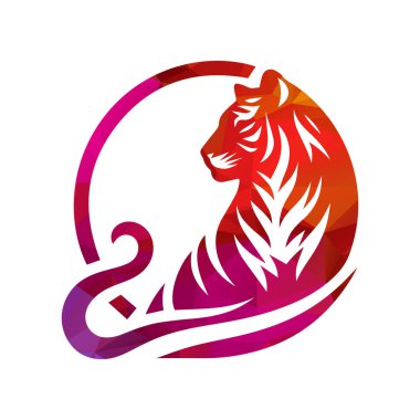 Kükreyen kaplan logosu tasarımı vektör çizimi