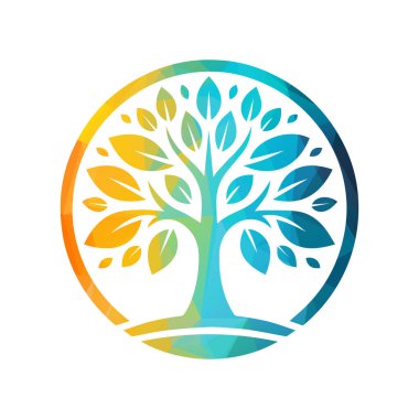 Ağaç logosu tasarımı vektör çizimi
