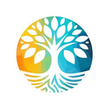Ağaç logosu tasarımı vektör çizimi