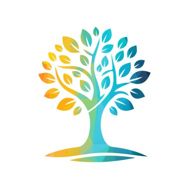 Ağaç logosu tasarımı vektör çizimi