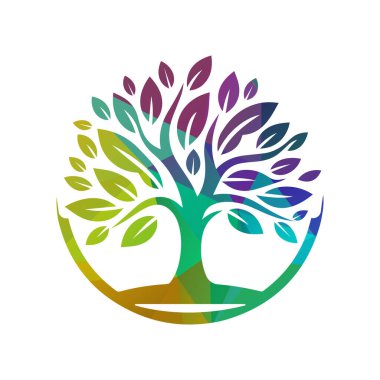 Ağaç logosu tasarımı vektör çizimi