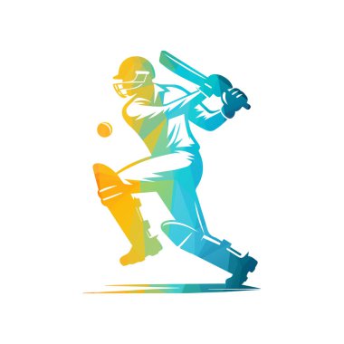 Kriket oyuncusu Logosu Tasarım Vektörü İllüstrasyonu