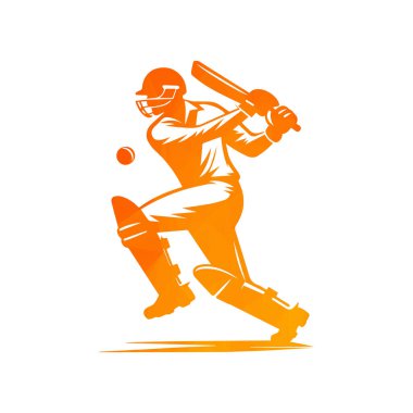 Kriket oyuncusu Logosu Tasarım Vektörü İllüstrasyonu