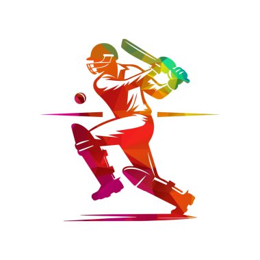 Kriket oyuncusu Logosu Tasarım Vektörü İllüstrasyonu