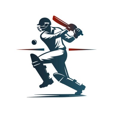 Kriket oyuncusu Logosu Tasarım Vektörü İllüstrasyonu