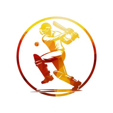 Kriket oyuncusu Logosu Tasarım Vektörü İllüstrasyonu